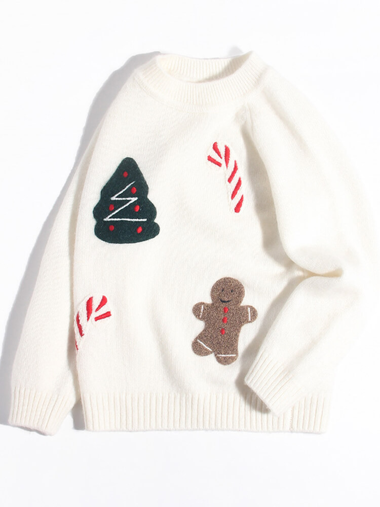 (image for) Kids White Cashmere Christmas Holiday Pullover Sweater